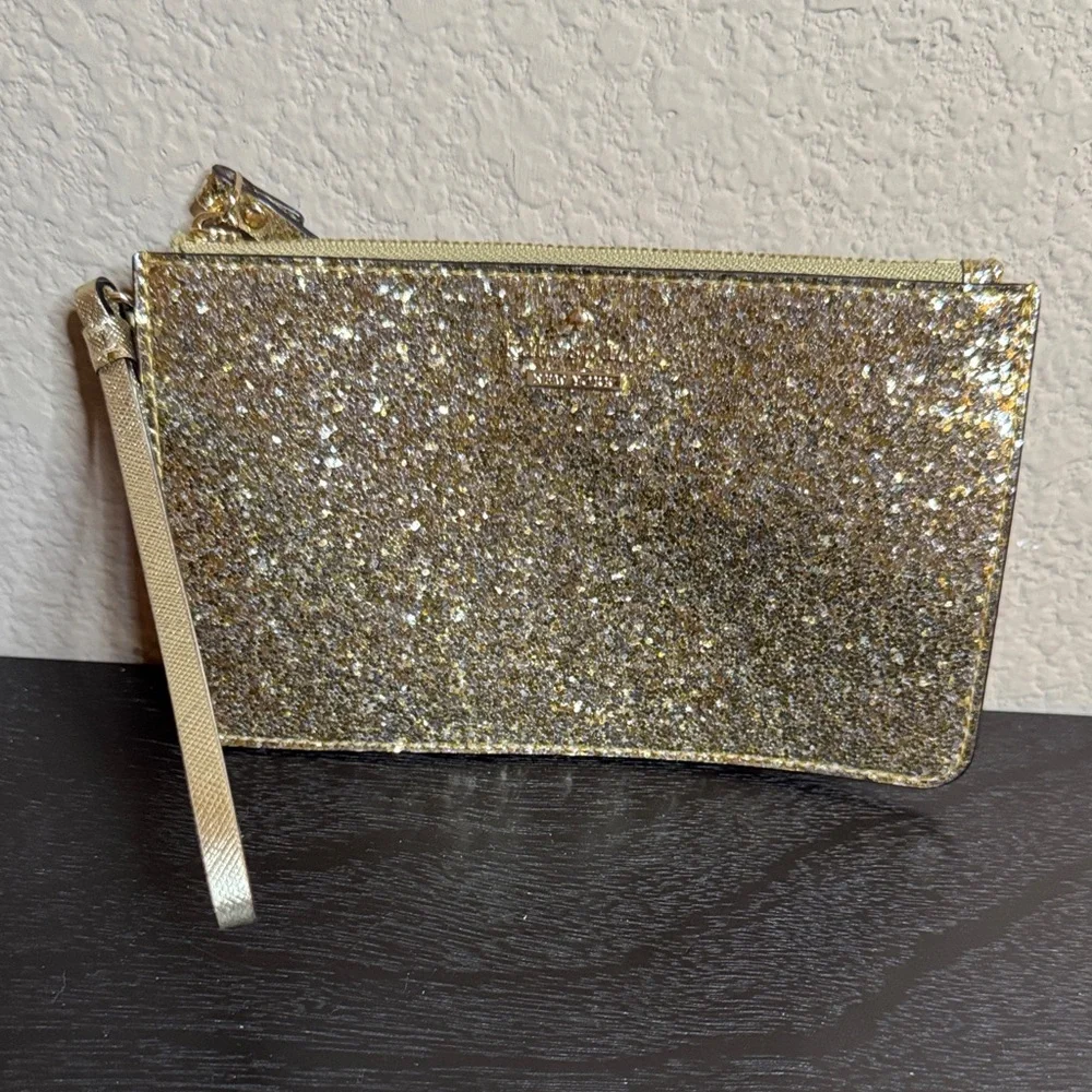 Kate Spade Gold Glitter Wristlet Excellent‎ Condition